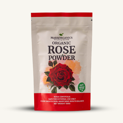 Rose-Petal-Powder-100G -reduces redness, acne and inflammation -By Mara Organics